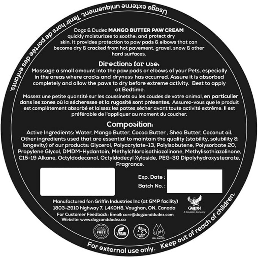 Dogz & Dudez Mango Butter Paw Cream - 75g