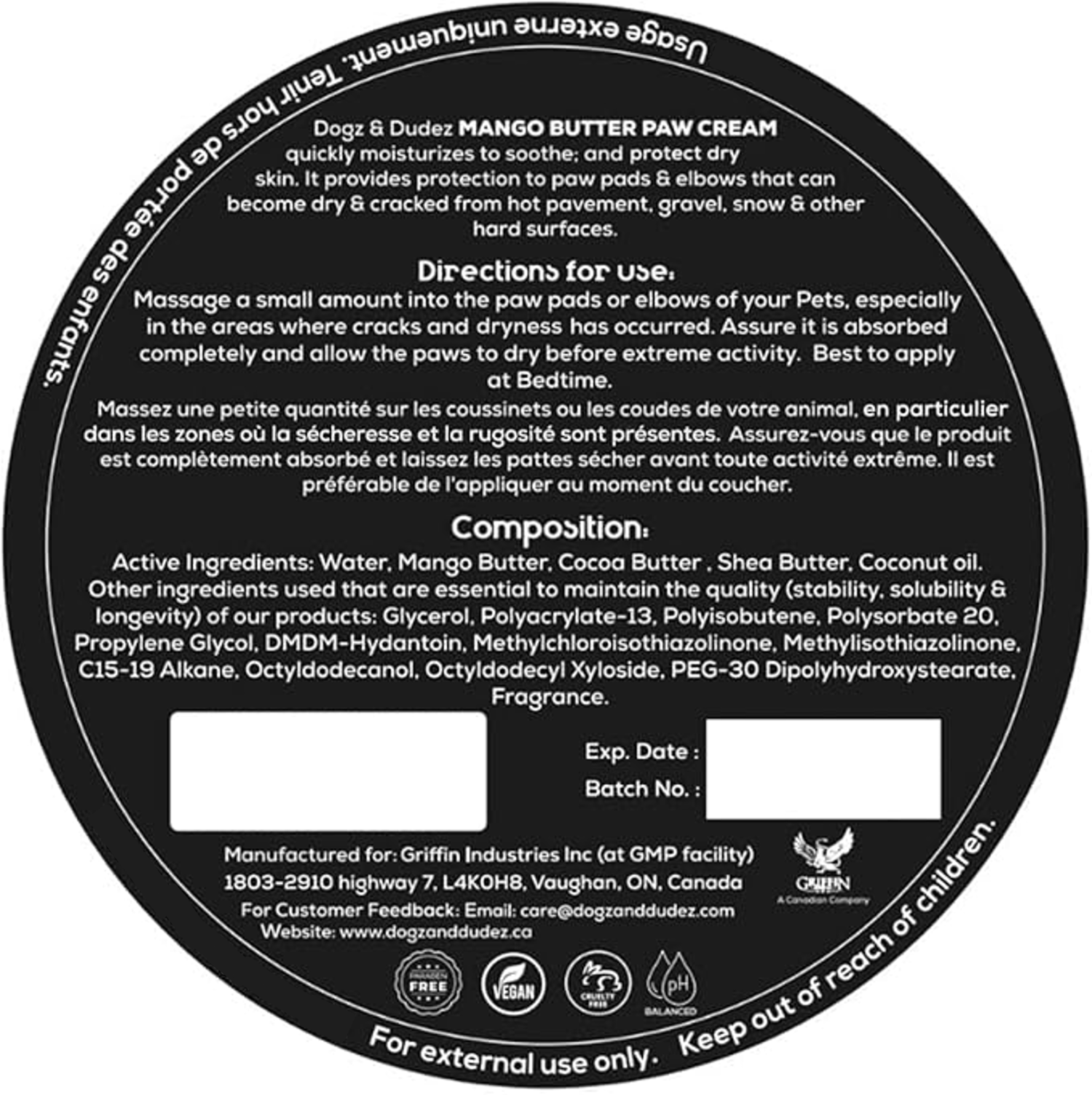 Dogz & Dudez Mango Butter Paw Cream - 75g