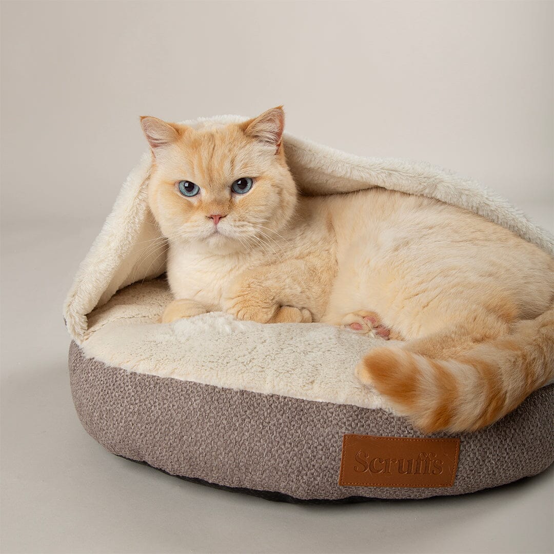 Scruffs Seattle Burrow Cat Bed - Stone Grey — 20"