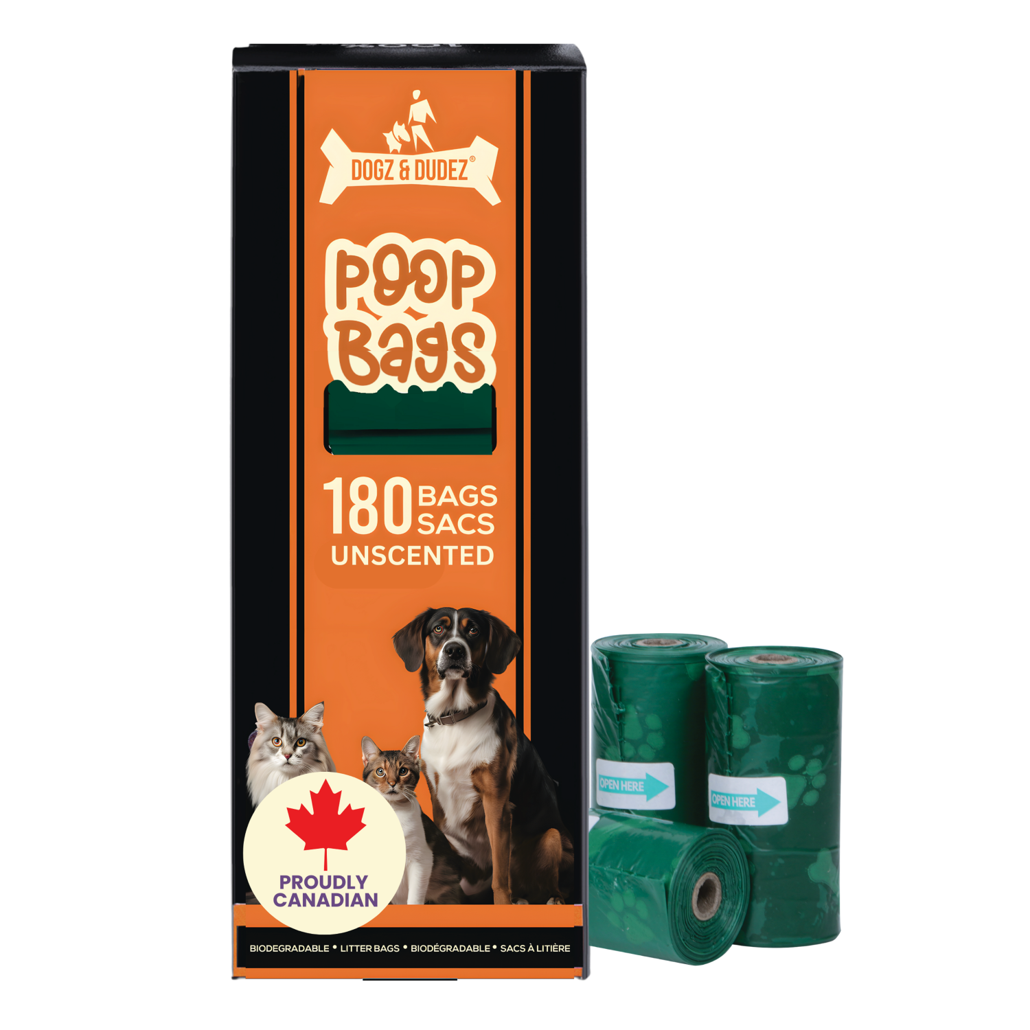 Dogz & Dudez Biodegradable Poop Bags - 180 Count (9" x 13")