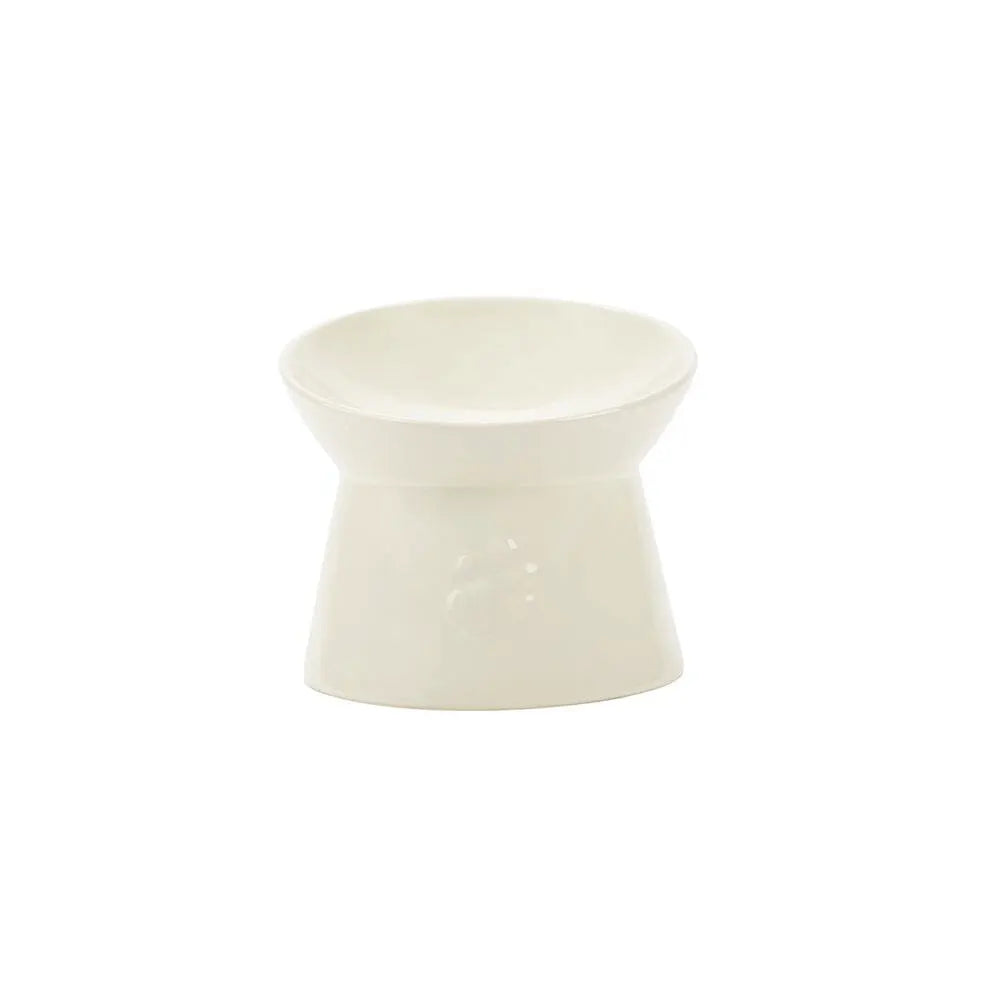 Icon Raised Cat Feeder Bowl - Cream
